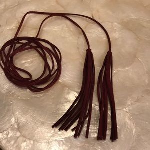 NWOT Free People Wine Colored Tassel Choker